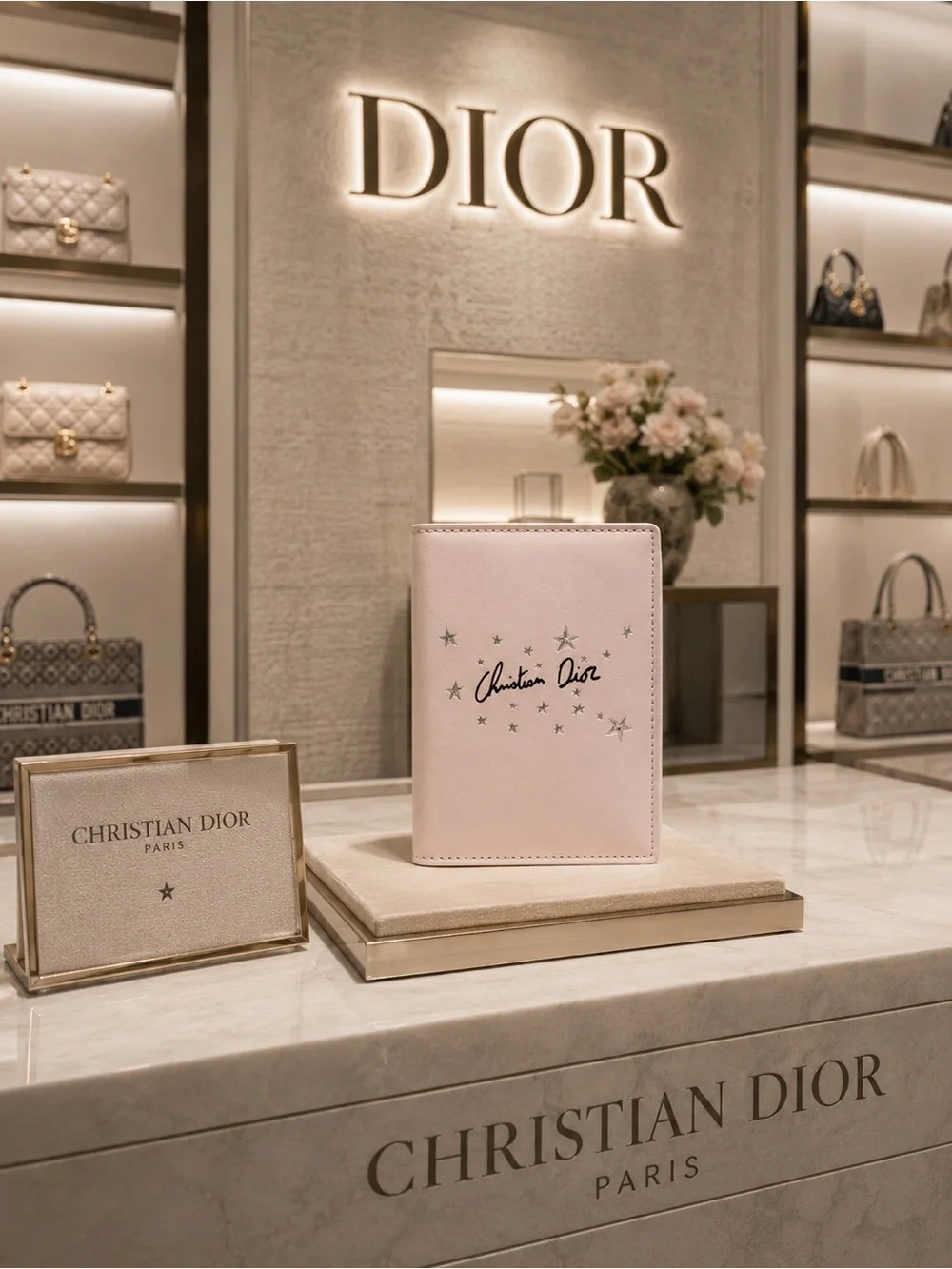 Dior Pale Pink Leather Passport Cover